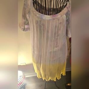 Yellow and White Pleated Dress